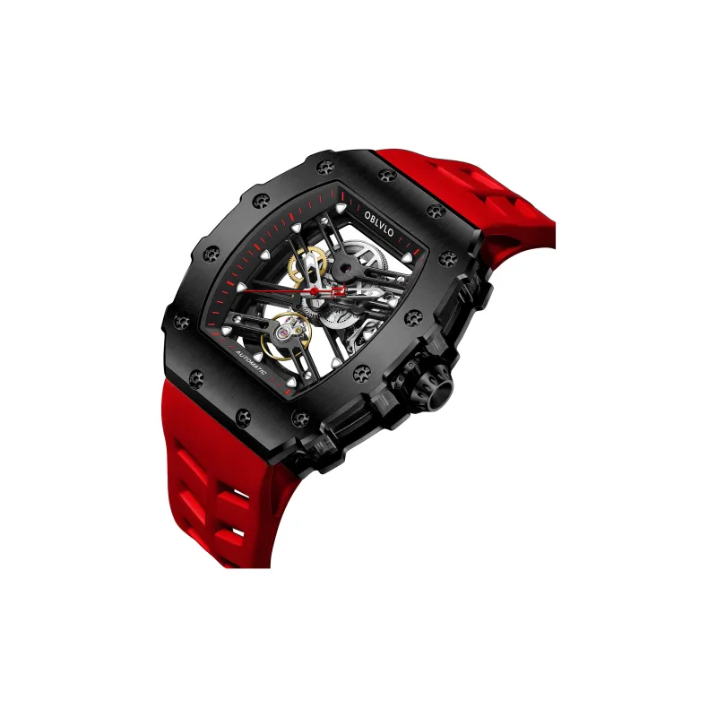 OBLVLO Mechanical Movement Watch Men's Watches Cut-Out Dial-2