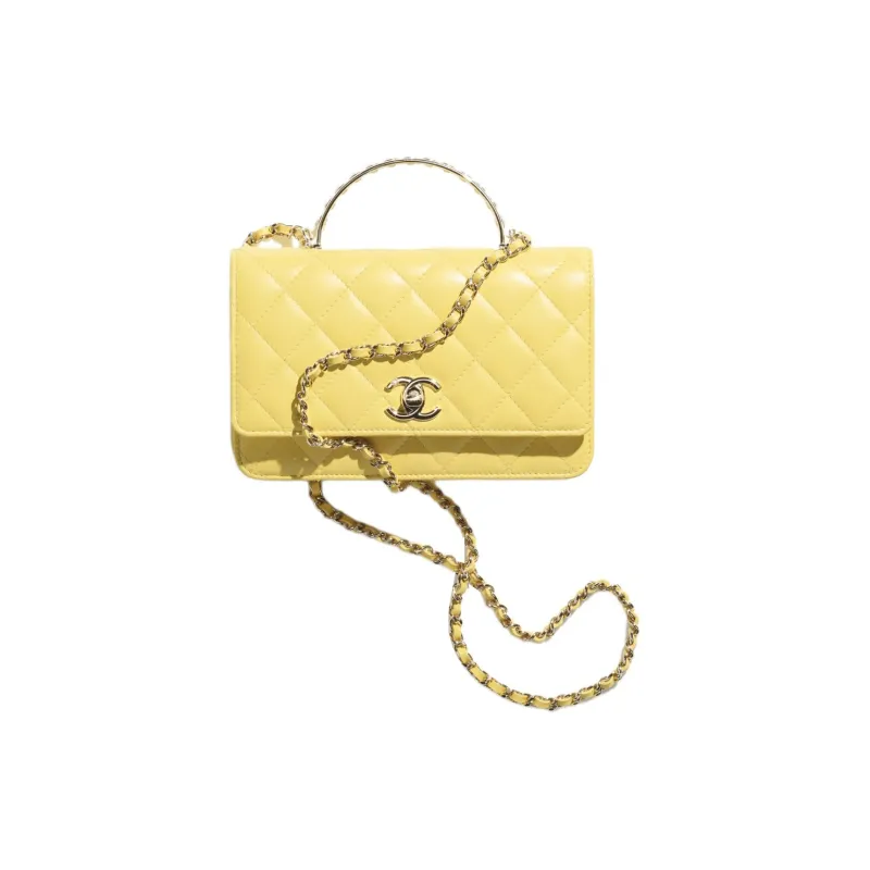 CHANEL Lambskin Shoulder Bag, Crossbody Bag, Handbag Women's Yellow-0