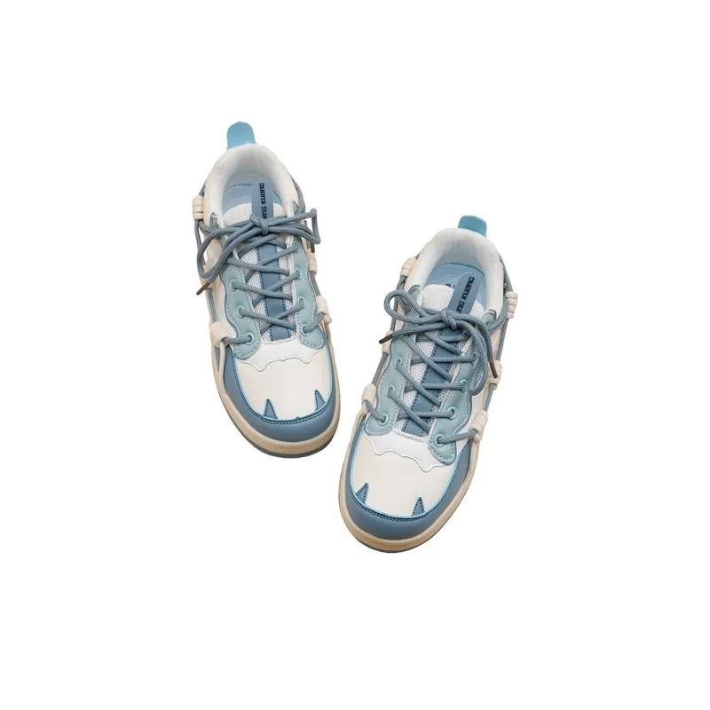 MINGKUANG Street Trend Travel Plan Box Anti Slip Wear Resistant Low Top Skateboard Shoes Women's Blue White-3