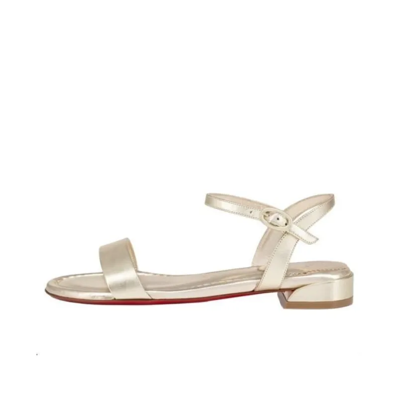 CL LUBOTING Sweet Jane Strap Sandals Women's White Gold-0