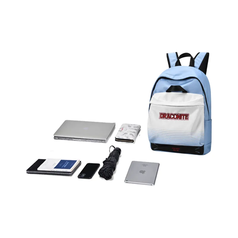 DRACONITE Polyester Students Backpack Unisex Cerulean White-4