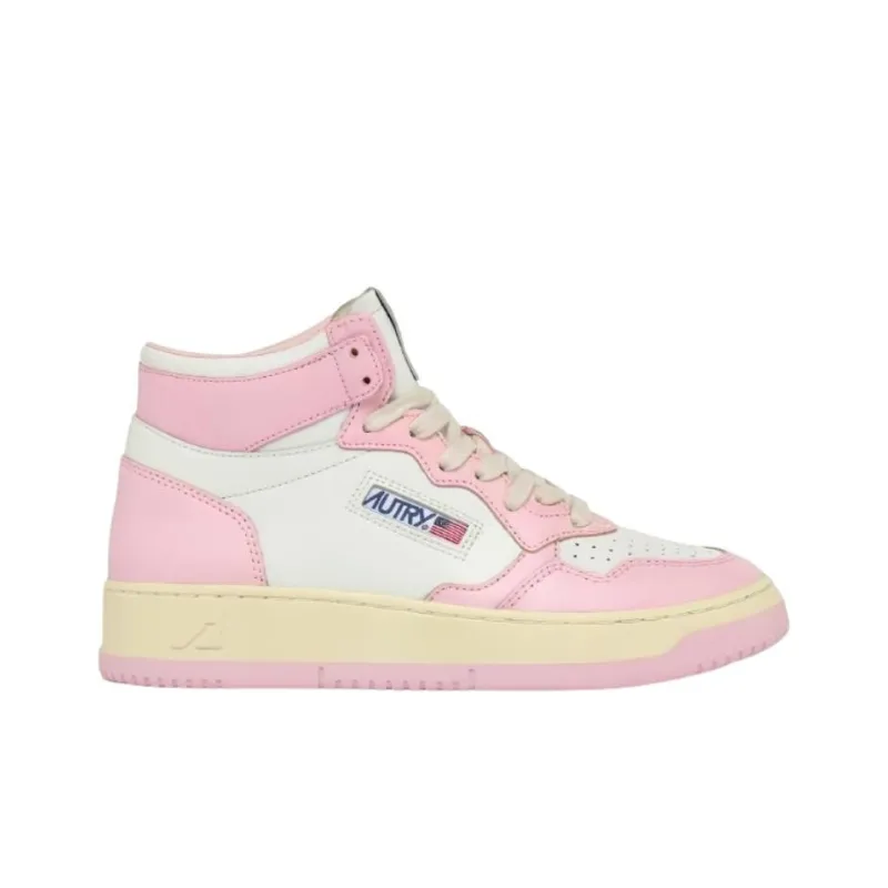 AUTRY High Top Skateboard Shoes Men's White Pink-1