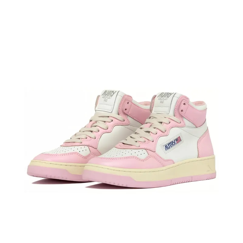AUTRY High Top Skateboard Shoes Men's White Pink-2