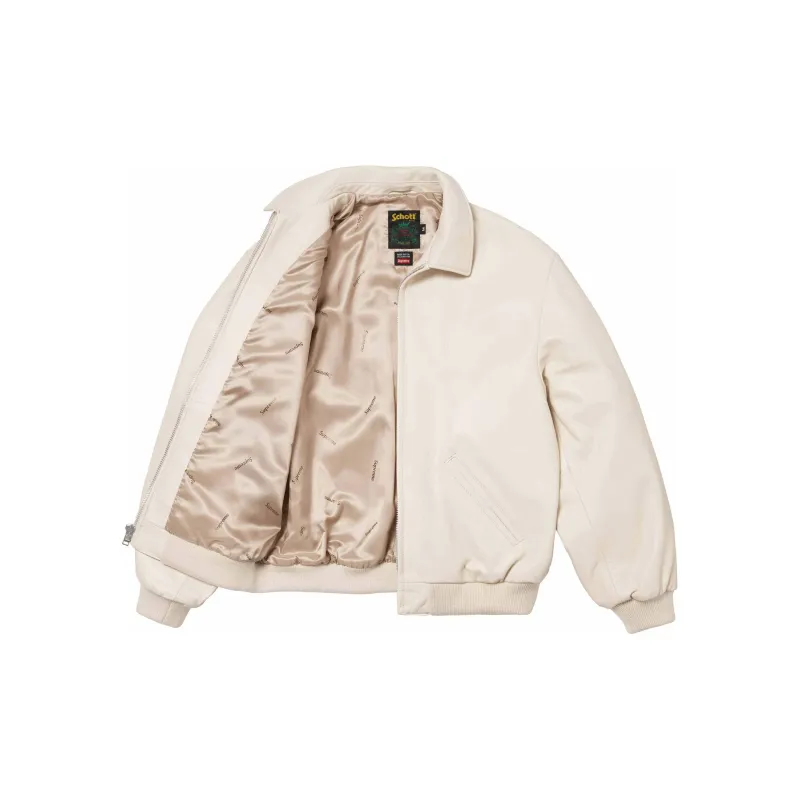 Supreme X Schott Hooded Leather Bomber Jacket-8