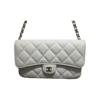 CHANEL WOC Caviar Calfskin Flap Bag, Shoulder Bag, Crossbody Bag Women's White