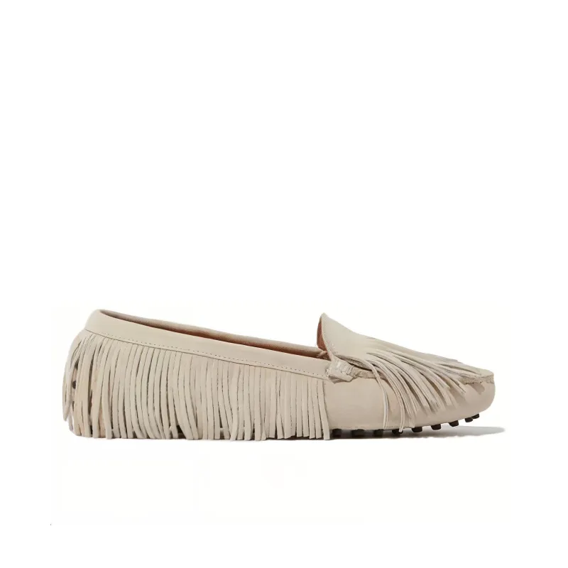 SCAROSSO Fringed Suede Loafers Women's-1