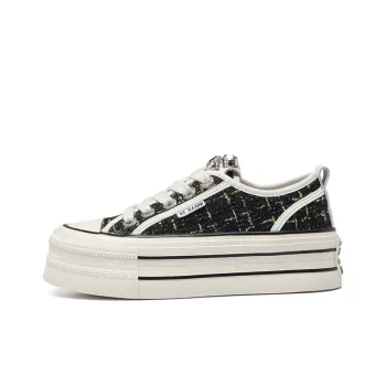 KEJIANNI Chanel-Inspired Anti-Slip And Wear-Resistant Height Increasing Low-Top Canvas Shoes Women's