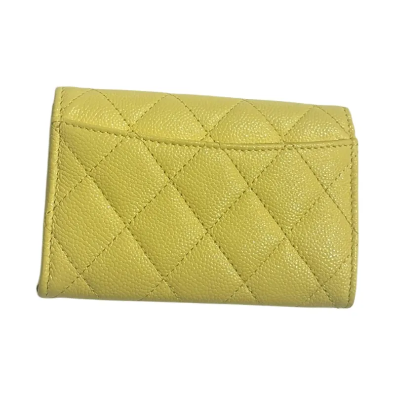 CHANEL Grained Cow Leather Card Holder Women's Milk Tea Beige-2