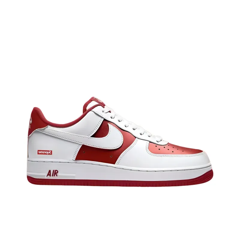 Supreme x Nike Air Force 1 Slip Resistant Low Top Skateboard Shoes Men's White Red-1