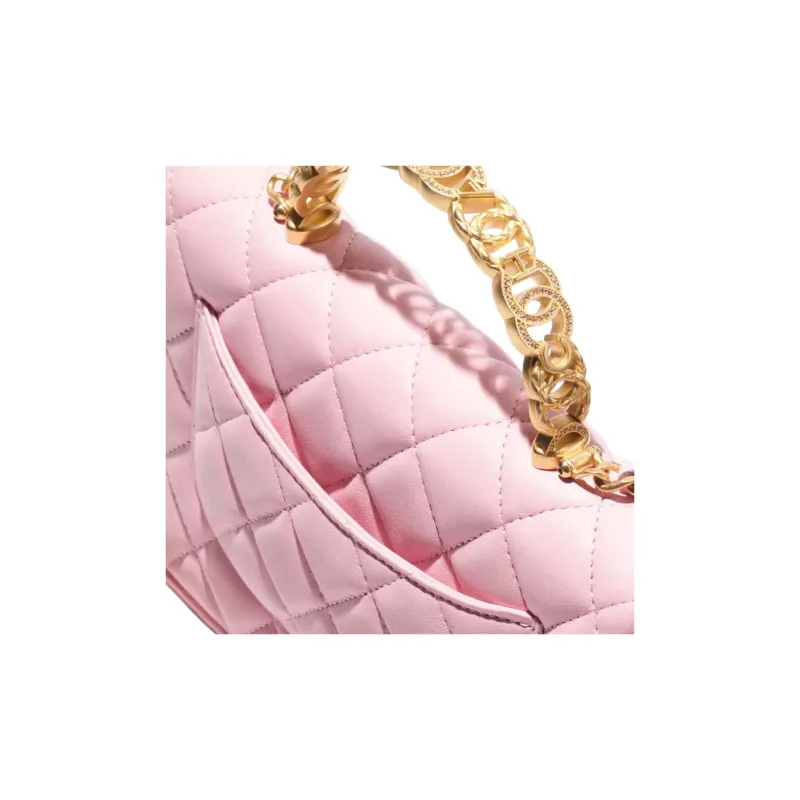 CHANEL Bright Lambskin One Shoulder Portable Wallet Women's Light Pink-3