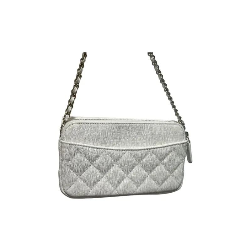 CHANEL WOC Caviar Calfskin Flap Bag, Shoulder Bag, Crossbody Bag Women's White-2