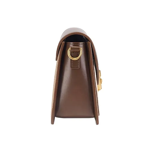 SHEPOK Cow Leather Small Square Bag, Crossbody Bag, Shoulder Bag Regular Women's Coffee/Black-2