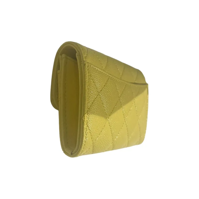 CHANEL Grained Cow Leather Card Holder Women's Milk Tea Beige-1