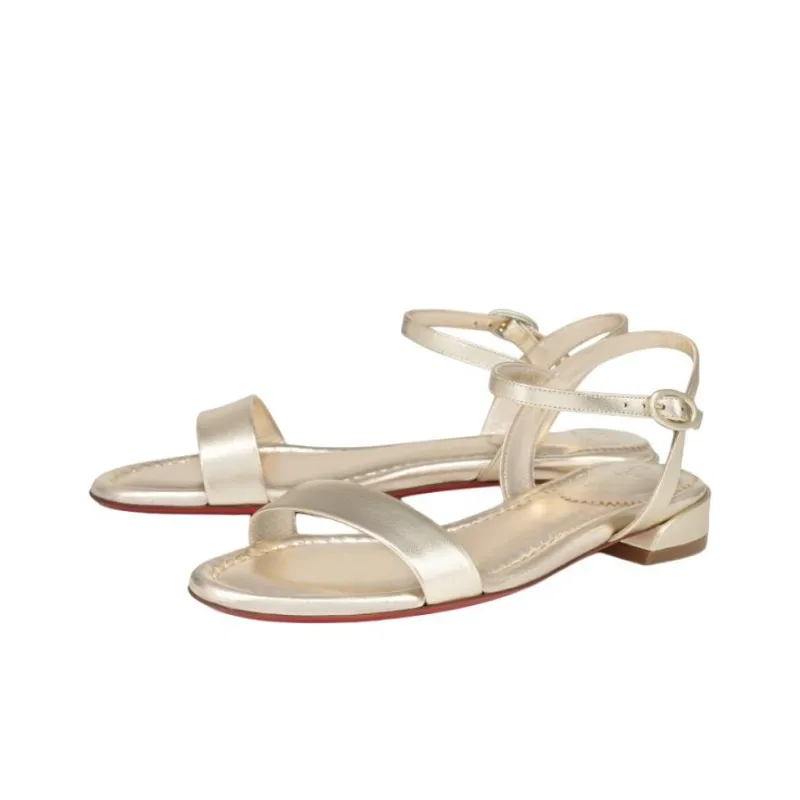 CL LUBOTING Sweet Jane Strap Sandals Women's White Gold-2