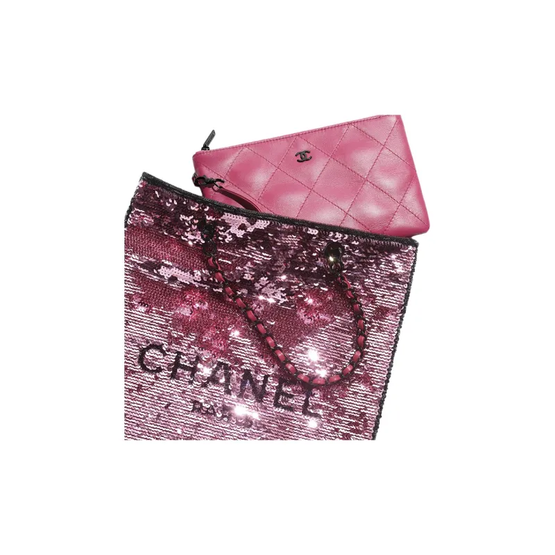 CHANEL Metal Handbag, Shoulder Bag Women's Dark Pink-3