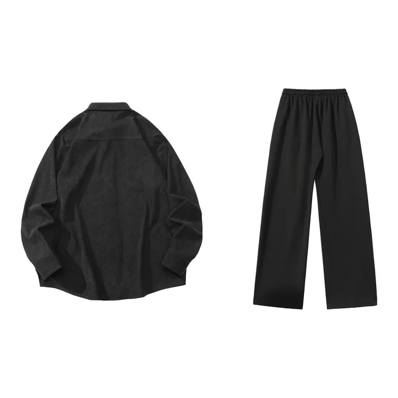 LIVINGTOWN Shirt Matching Set Unisex Black-1