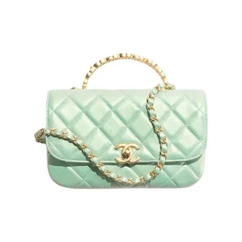 CHANEL Pearl Like Lambskin One Shoulder Handbag Women's Light Green