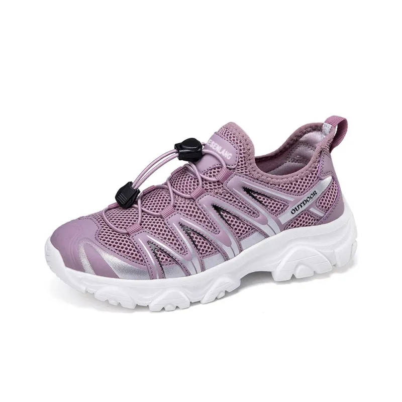 GESENLANG Anti Slip Wear Resistant Waterproof Breathable Lightweight Low Top Outdoor Shoes Women's Pink-1