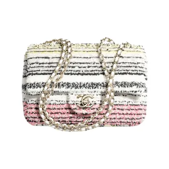 CHANEL Metal Flap Bag, Crossbody Bag, Shoulder Bag Women's White & Black & Pink & Yellow