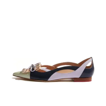 SCAROSSO Cut Out Detailed Pointed Toe Ballerina Shoes Women's