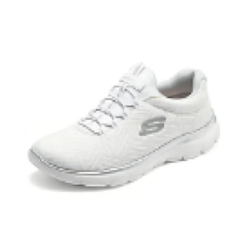 Skechers Cushioning Low Top Running Shoes Women's White Silver-2