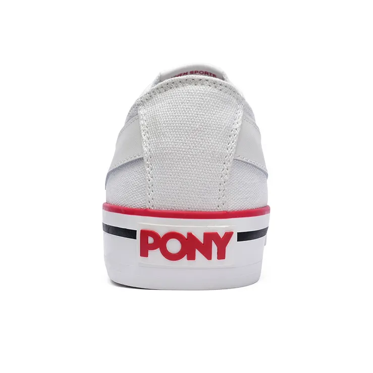 PONY Shooter Slip Resistant Breathable Low Top Canvas Shoes Unisex White-3