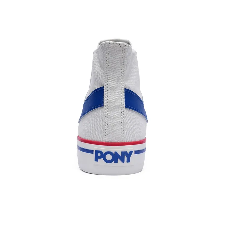 PONY Shooter Slip Resistant Breathable High Top Canvas Shoes Unisex White Blue-3
