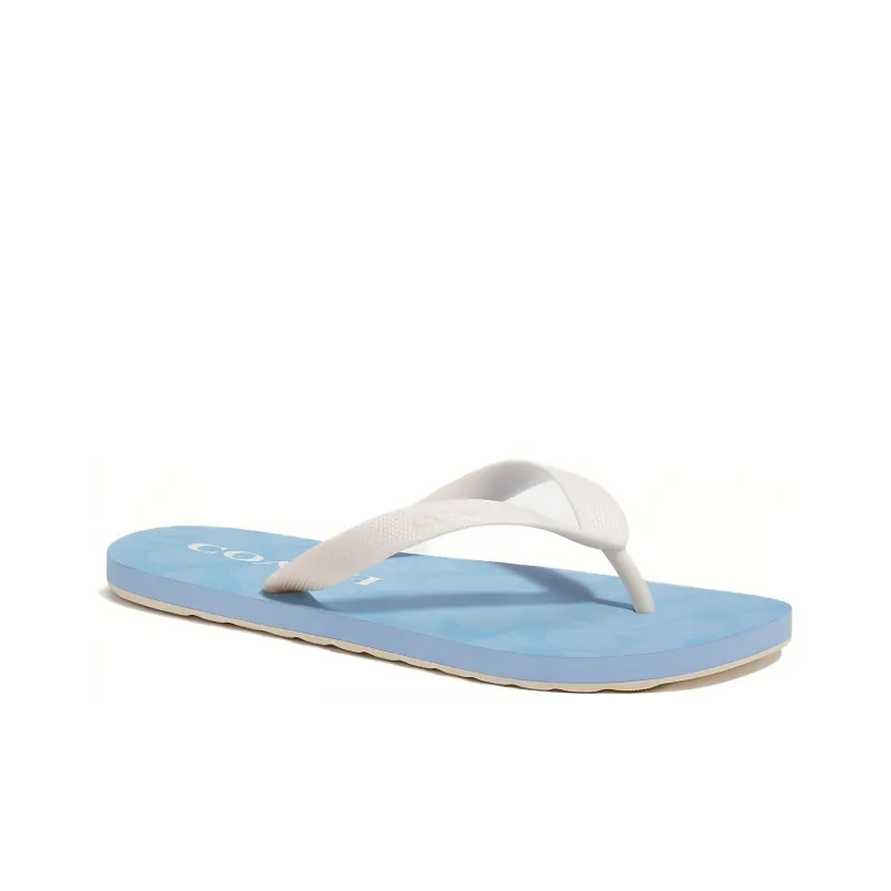 COACH Rubber Sole Flip Flops Women's Blue White-2