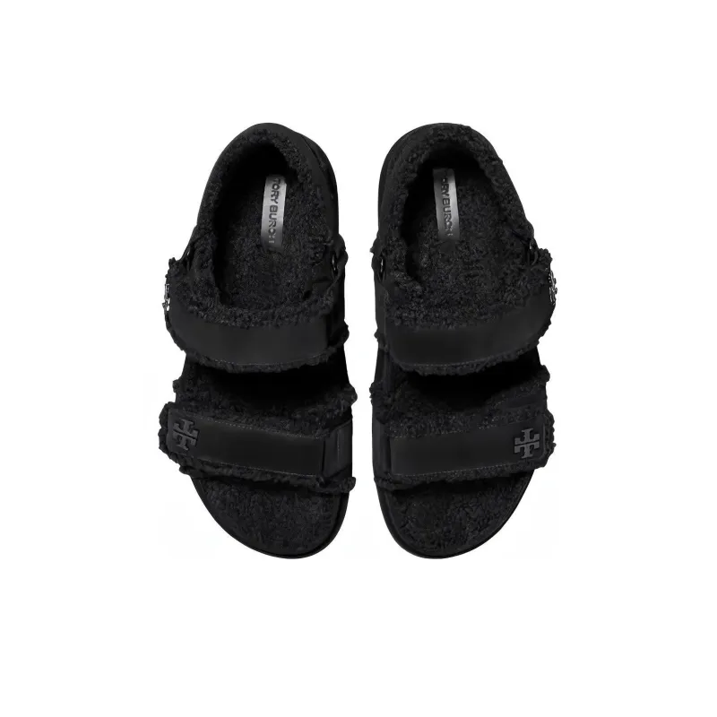TORY BURCH Double T-plaque Touch-strap Suede Sandals-2