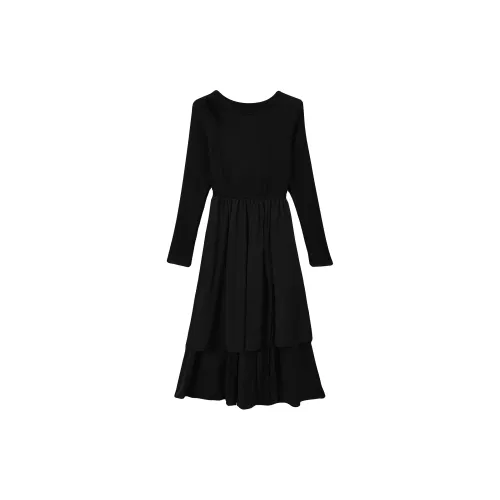 Udon House Long-Sleeved Dresses Women's Black