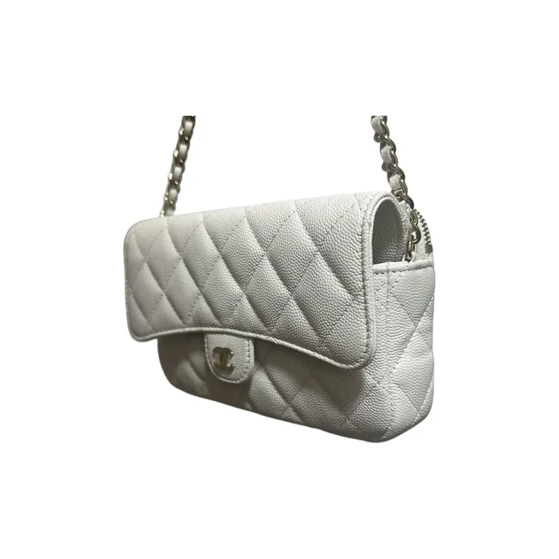 CHANEL WOC Caviar Calfskin Flap Bag, Shoulder Bag, Crossbody Bag Women's White-1