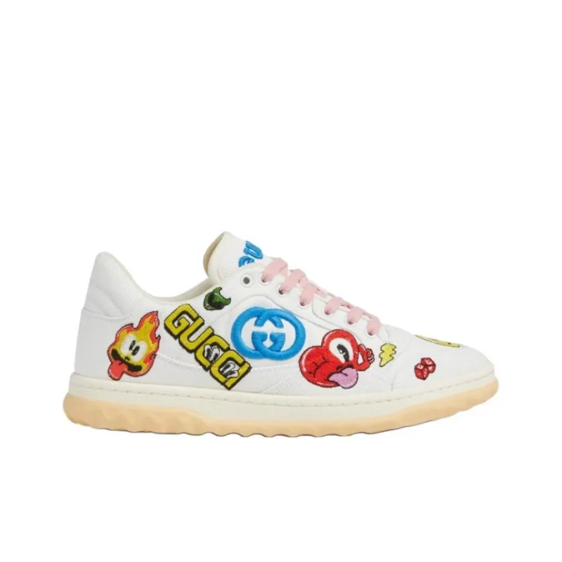 GUCCI MAC80 Low Top Skateboard Shoes Women's White-1