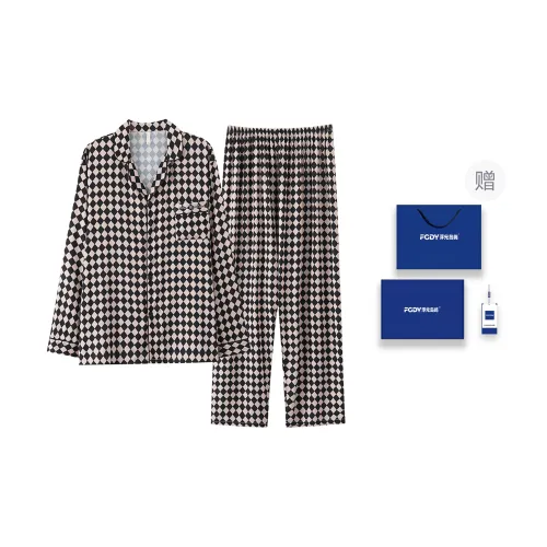Floating Light Islands Pajama Set Men's Gift Box Set Black Gray Color