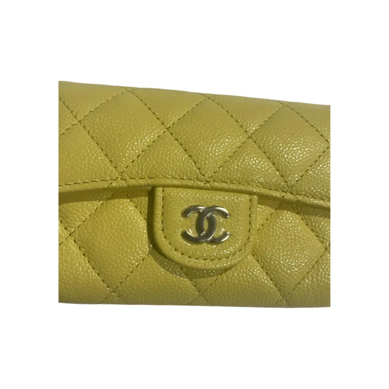 CHANEL Grained Cow Leather Card Holder Women's Milk Tea Beige-4