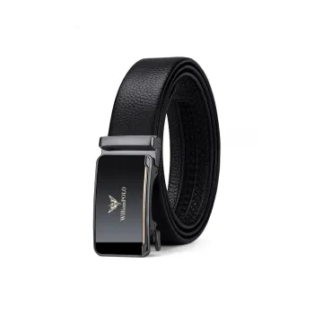 WilliamPOLO Top Grain Cow Leather Leather Belts Men's Gunmetal 3.5cm Width