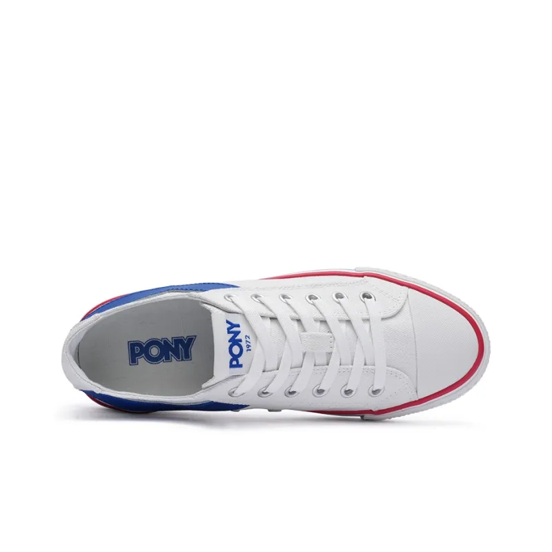 PONY Shooter Slip Resistant Breathable Low Top Canvas Shoes Unisex White Blue-2