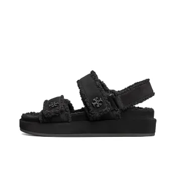 TORY BURCH Double T plaque Touch strap Suede Sandals