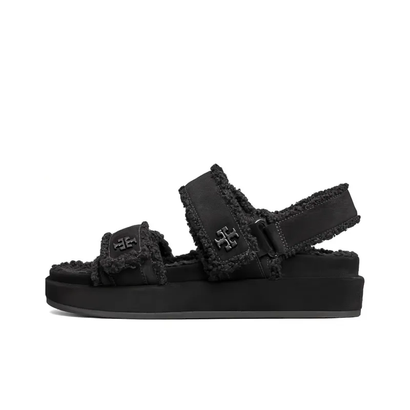 TORY BURCH Double T-plaque Touch-strap Suede Sandals-0