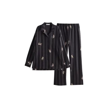 Same Language Pajama Set Women's Twilight Enigmatic Purple Vertical Stripe