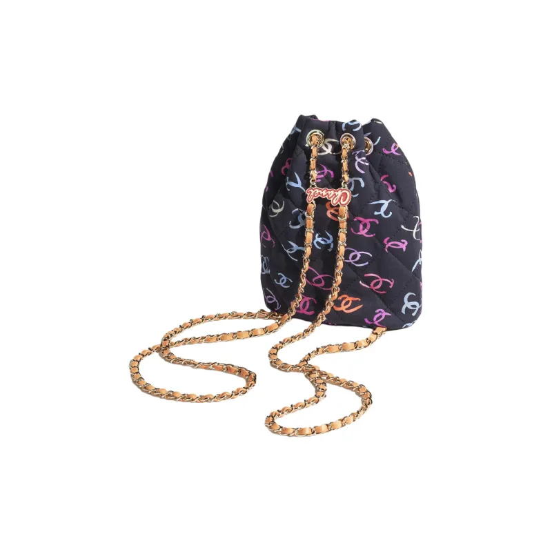 CHANEL Printed Fabric Backpack Women's Black & Multicolor-1