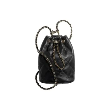 CHANEL Shiny Lambskin Backpack Women's Black