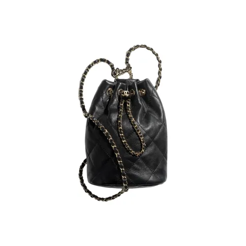 CHANEL Shiny Lambskin Backpack Women's Black