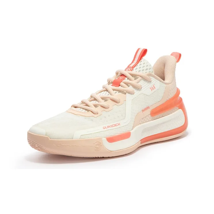 361° GOEY Cushioning Anti Slip Wear Resistant Breathability Low Top Basketball Shoes Men's White Pink-1