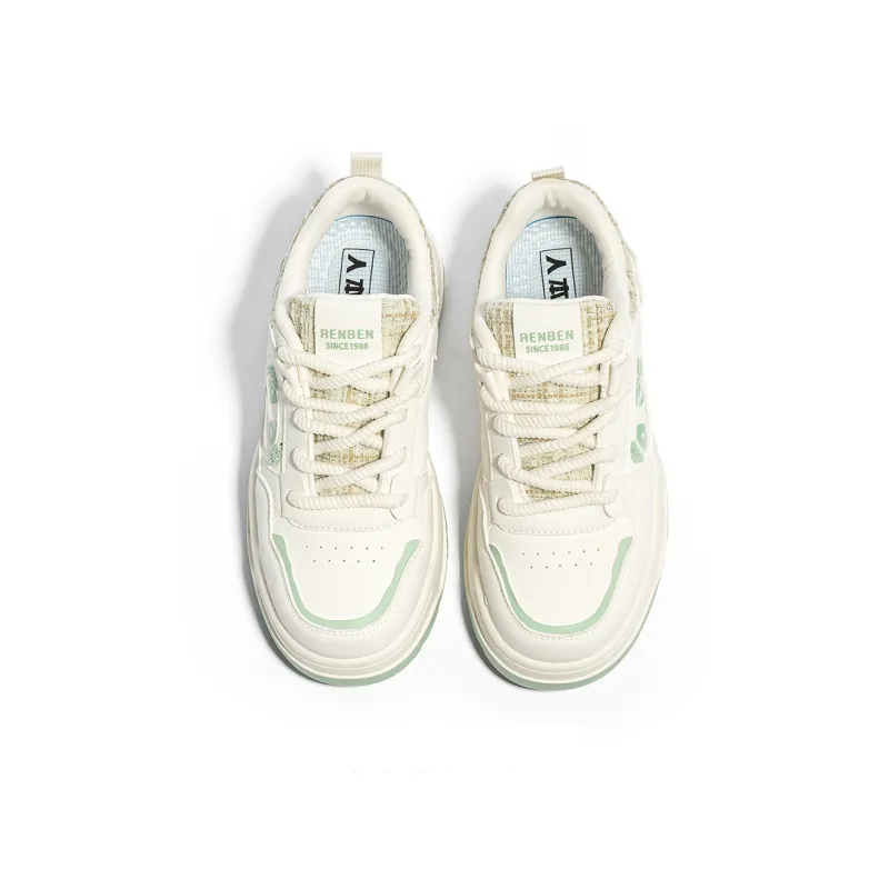 Humanism 1986 Skateboard Shoes Women's Low Top White/White Green/White Khaki/Pink White-5