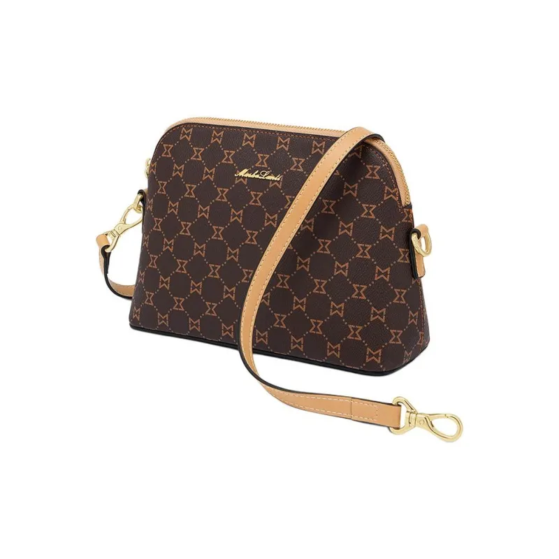 MashaLanti PVC And Synthetic Leather Shoulder Bag Small Size Women's Dark Brown & Apricot-3
