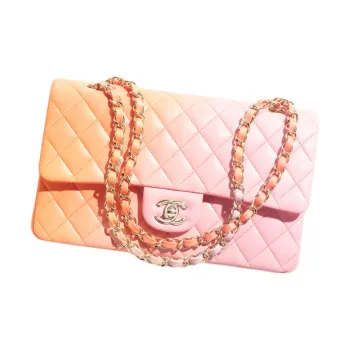CHANEL Classic Flap CF Gradient Lambskin Crossbody Bag, Shoulder Bag Women's Pink & Orange