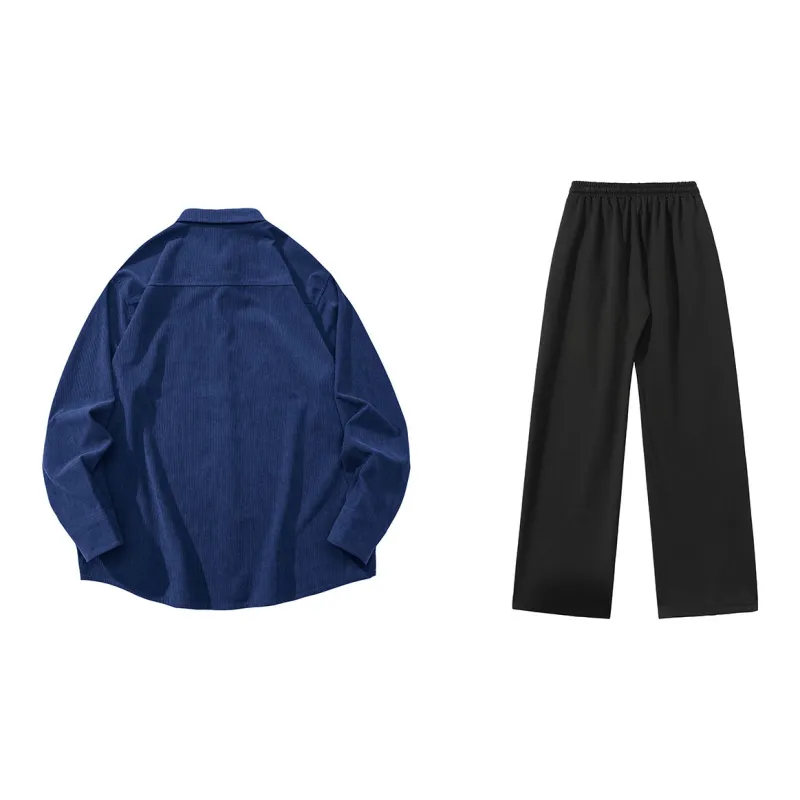 LIVINGTOWN Shirt Matching Set Unisex Black-5