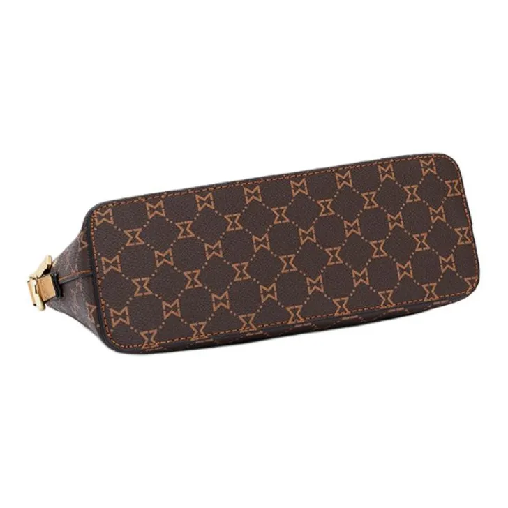 MashaLanti PVC And Synthetic Leather Shoulder Bag Small Size Women's Dark Brown & Apricot-4
