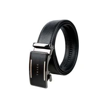 Wit Business Comfortable Automatic Buckle Cow Leather Leather Belts Men's Black Width  3.5cm