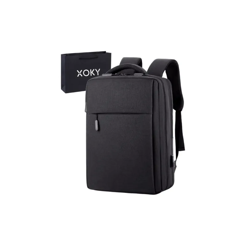 XOKY Nylon Fabric Backpack Regular Unisex Black/Gray-0